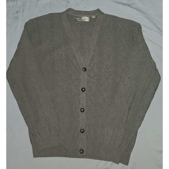 Oscar de la Renta Other - OSCAR DE LA RENTA Cotton Knit Cardigan Button Up Gray Sweater Men's XL